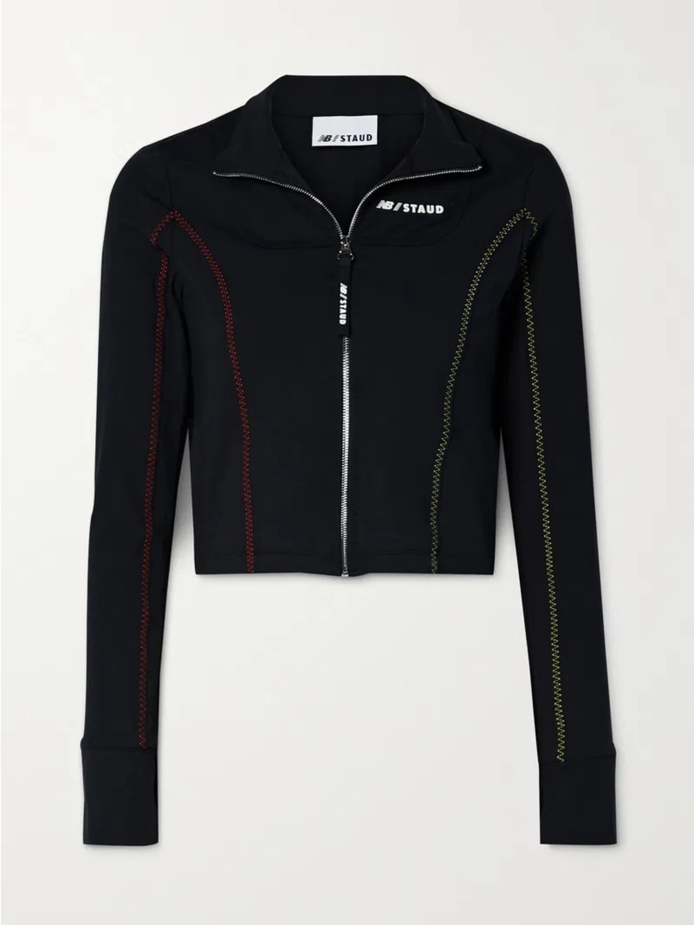 New Balance x STAUD Warm Up Cropped Jacket XS Black Zip Athletic Thumbholes
